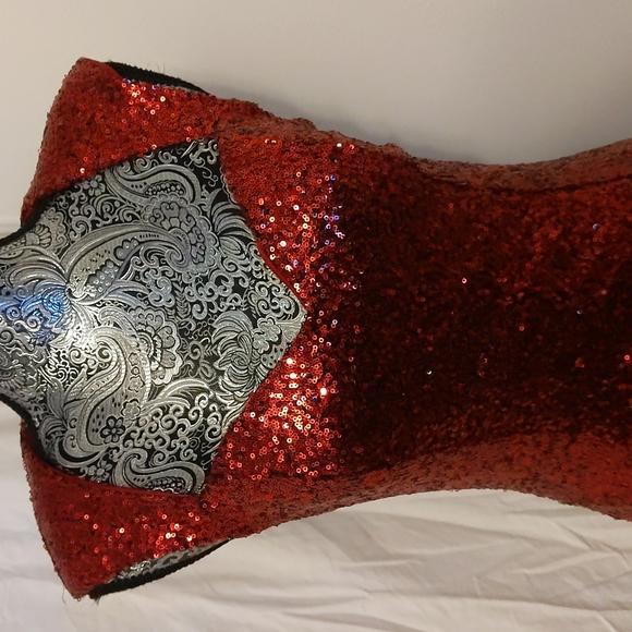 NWT Guess ruby red sequin sweetheart dress - Picture 6 of 13